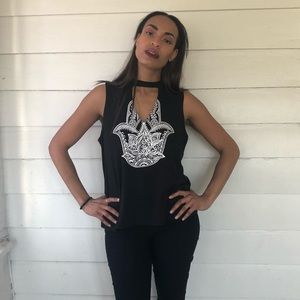 Graphic Boho Hamsa Muscle Cutout Tank Festival L